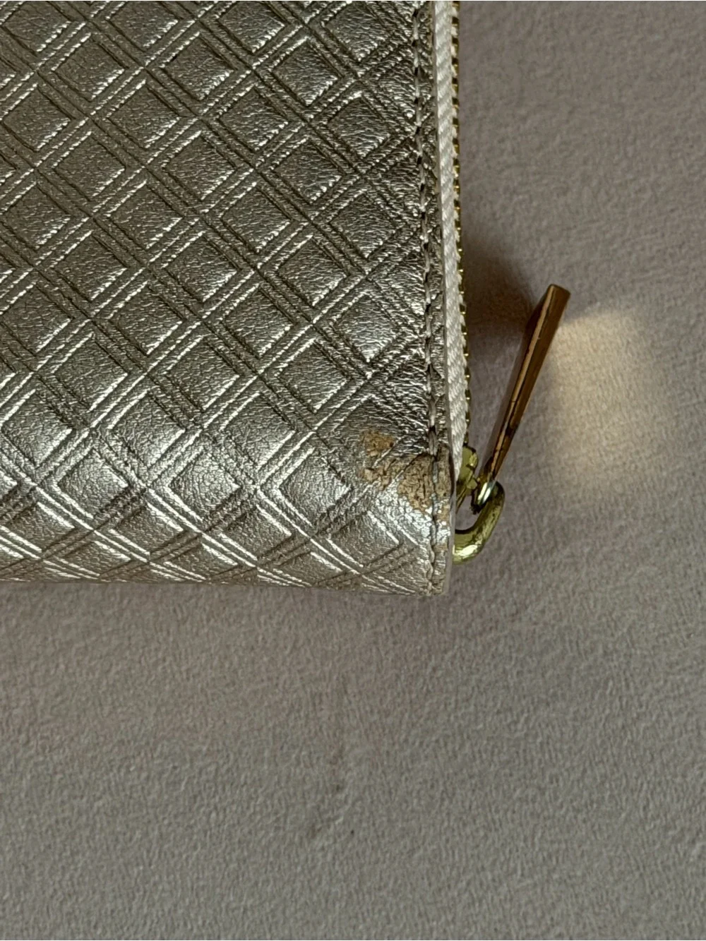 Tory Burch Marion Diamond Quilted Metallic Leather Zip Around Wallet 🪩